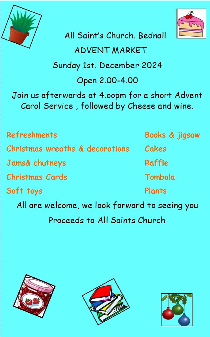 All Saints Church Advent Market this Sunday – 2 till 4pm