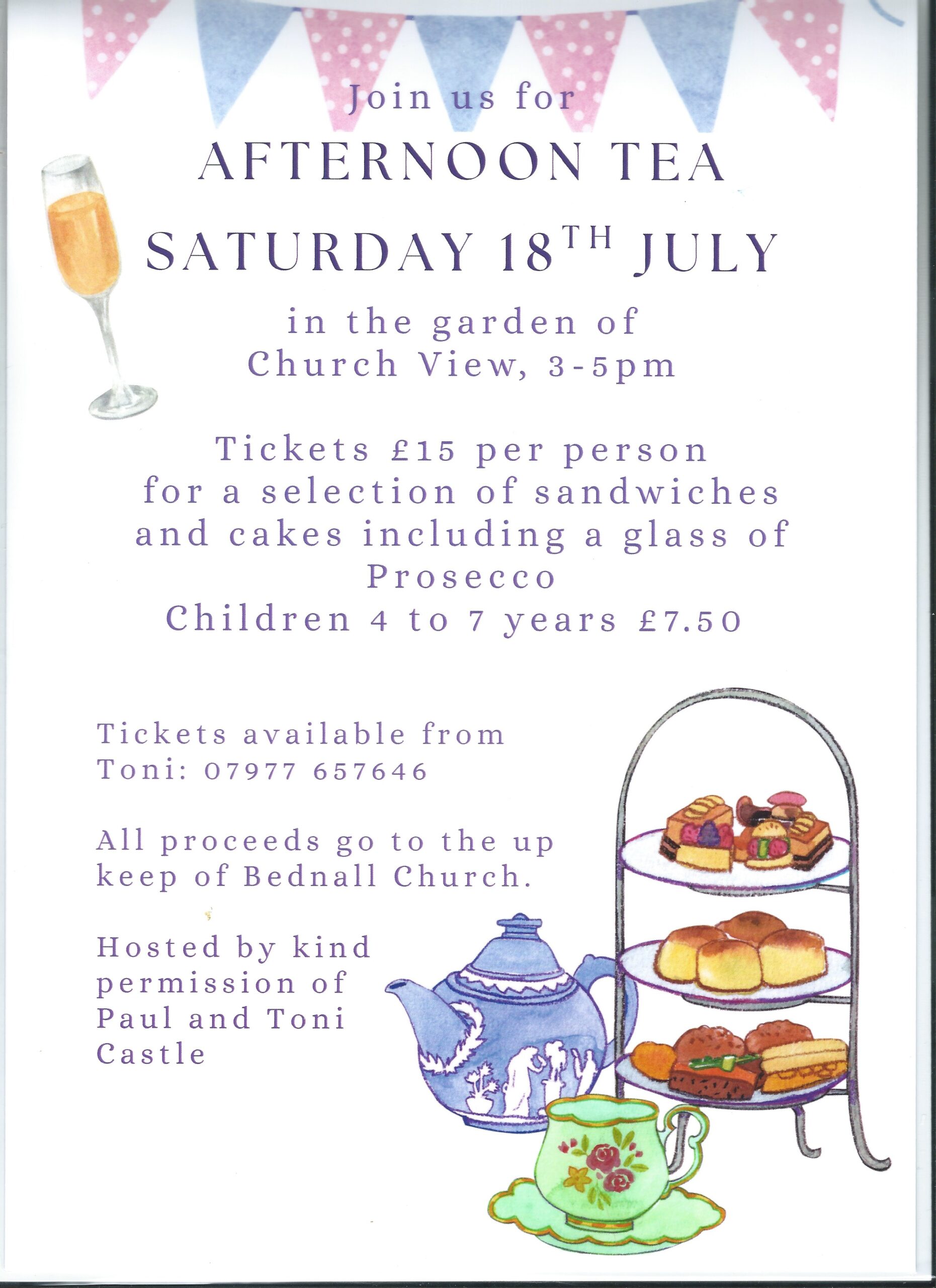 Final Ticket Sale – Afternoon Tea 18th July Bednall All Saints Church